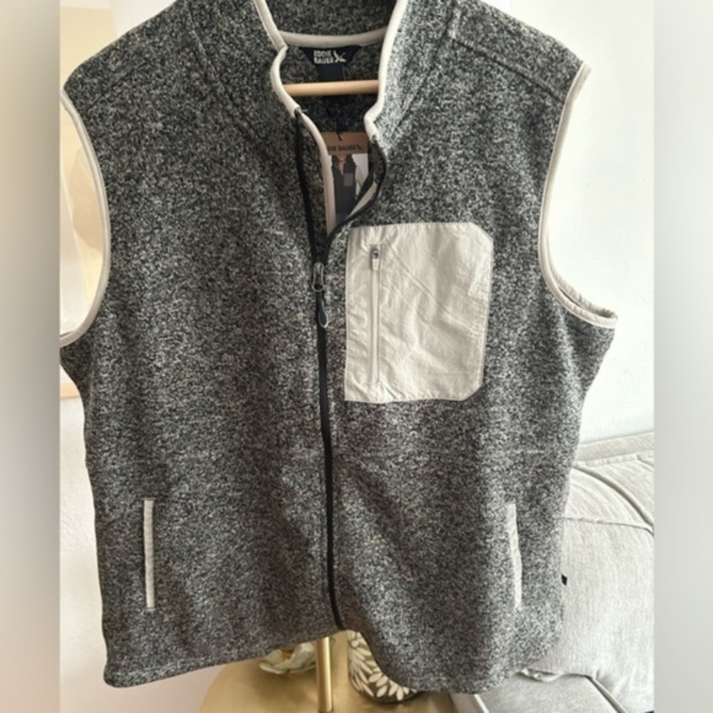 Eddie Bauer Gray Knit Oversized Granola Vest XXL Outdoor Granpa
